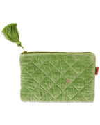 KIP & CO - VELVET COSMETICS PURSE - PESTO