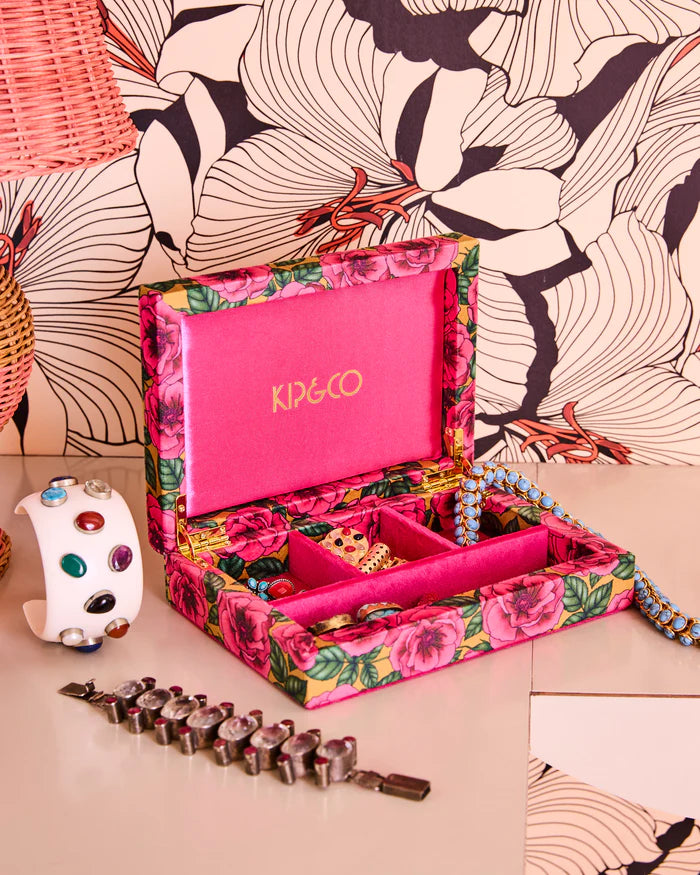 KIP & CO - SMALL VELVET JEWELLERY BOX - GOLDEN PEONY