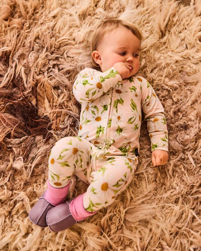 KIP & CO - ORGANIC COTTON LONG SLEEVE ZIP ROMPER - SWEET DAISY