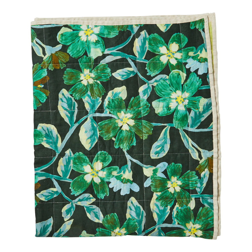 BONNIE & NEIL - COSMOS GREEN / CORNFLOWER GREEN QUILTED THROW