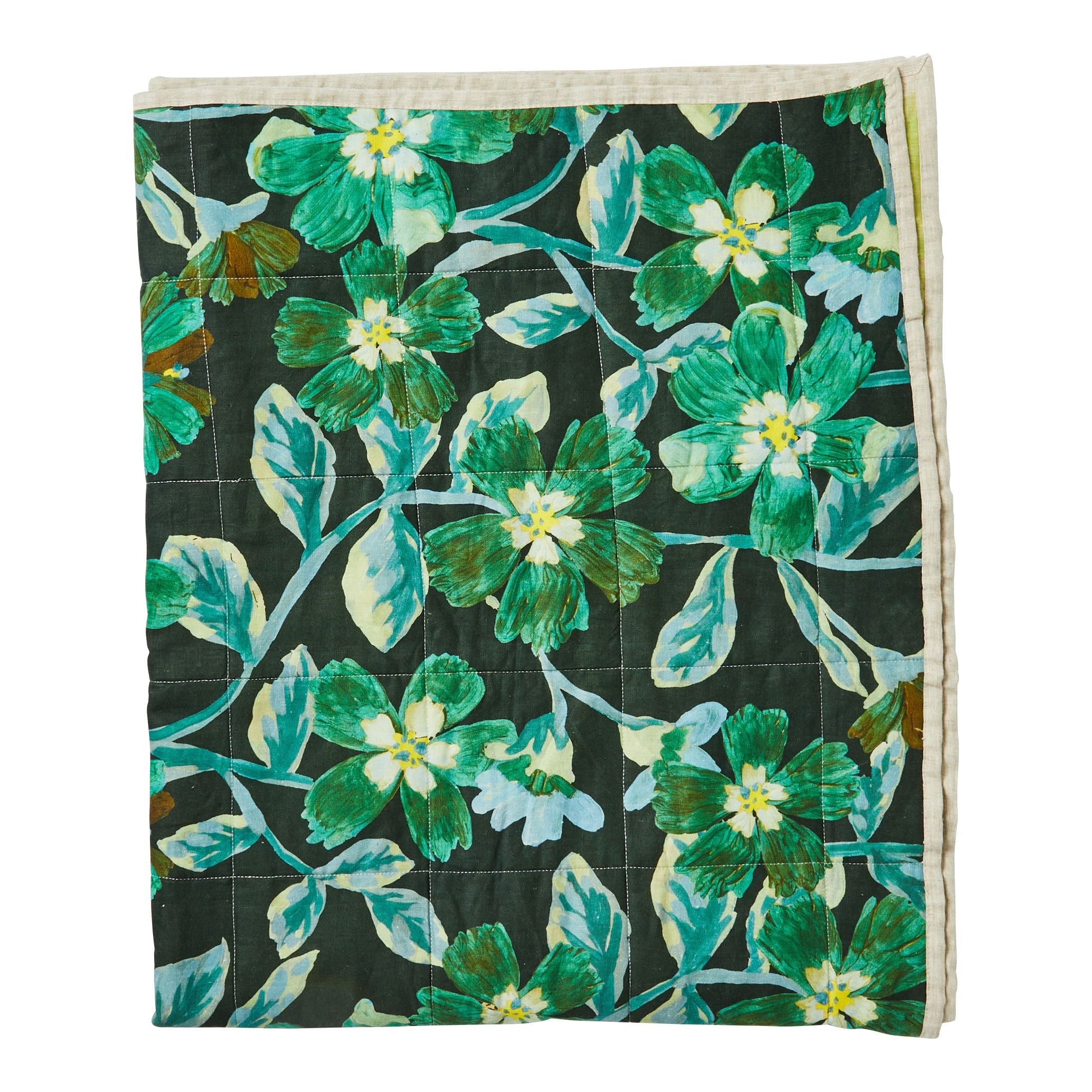 BONNIE & NEIL - COSMOS GREEN / CORNFLOWER GREEN QUILTED THROW