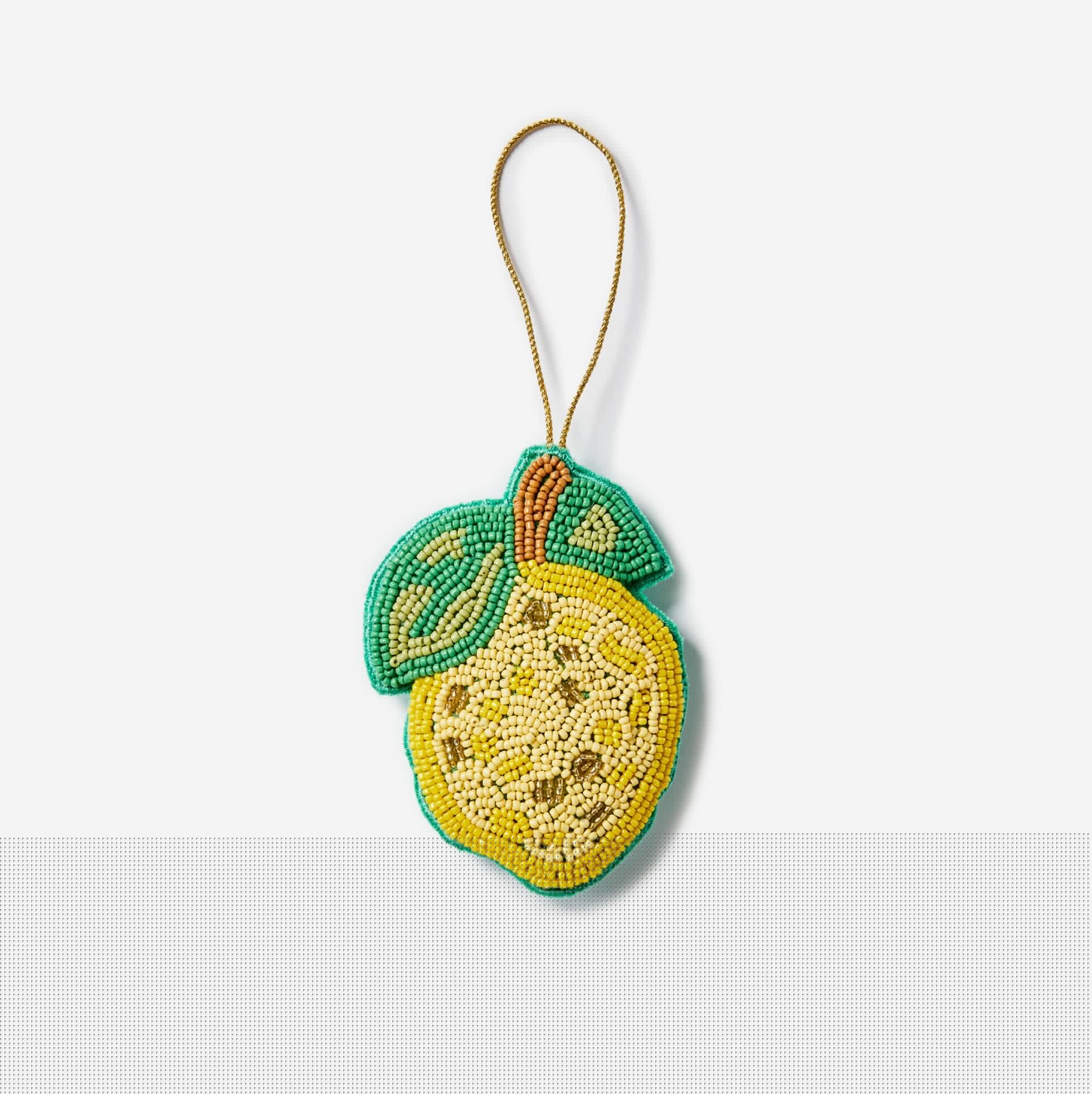 BONNIE & NEIL - BEADED CHRISTMAS DECORATION - LEMON YELLOW