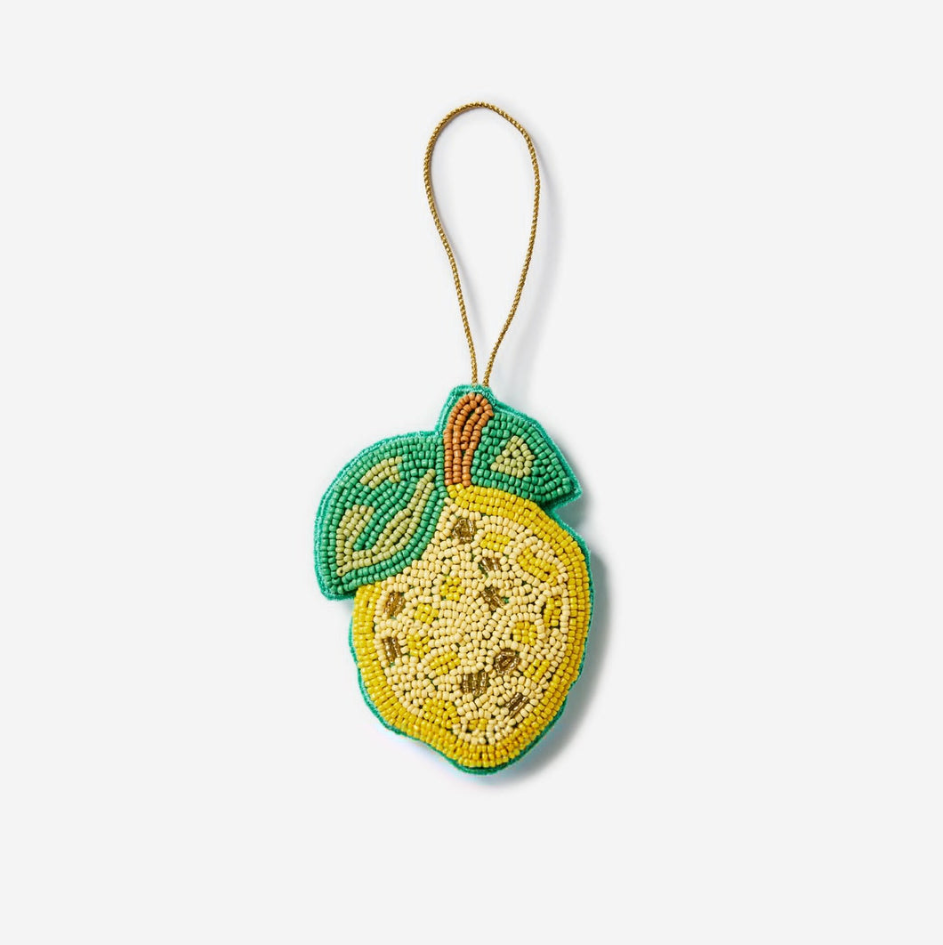 BONNIE & NEIL - BEADED CHRISTMAS DECORATION - LEMON YELLOW