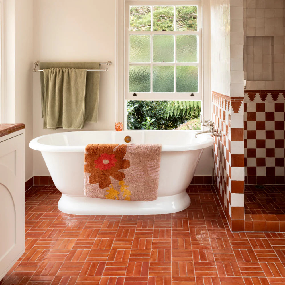 BONNIE & NEIL - BATH MAT - SUNSET FLORAL PINK