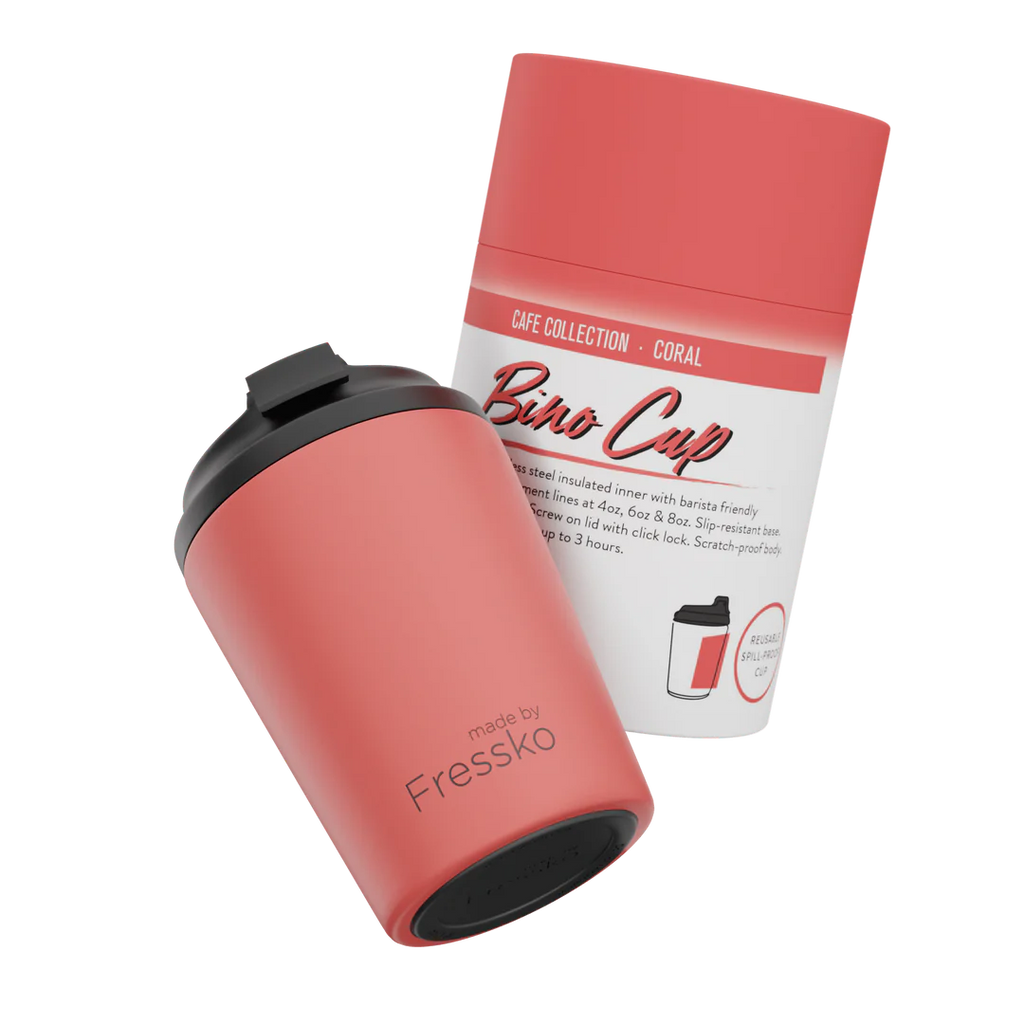 MADE BY FRESSKO - BINO REUSABLE COFFEE CUP 227ML/8OZ - CORAL