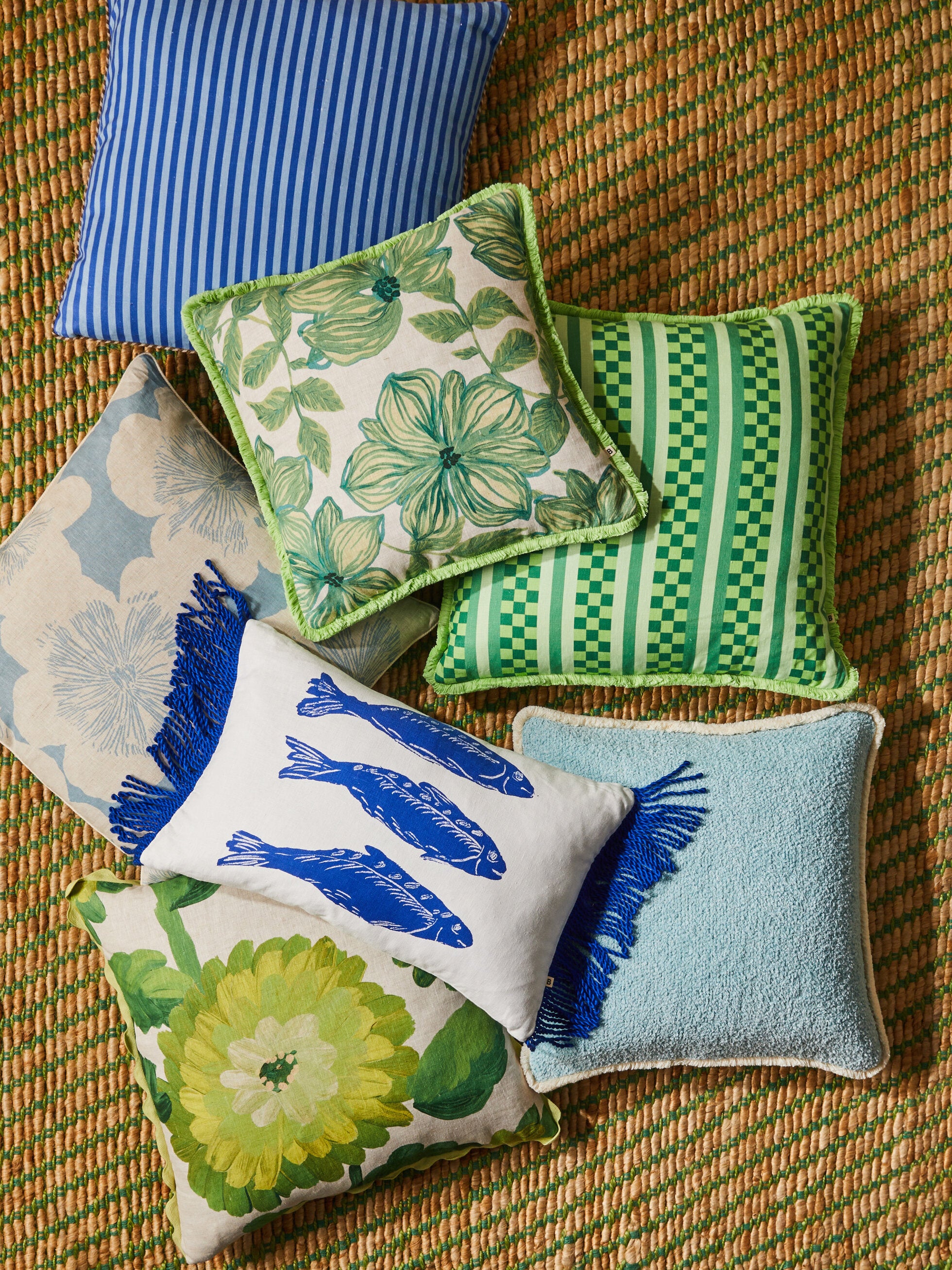 BONNIE & NEIL - 60X40CM CUSHION - SARDINE BLUE