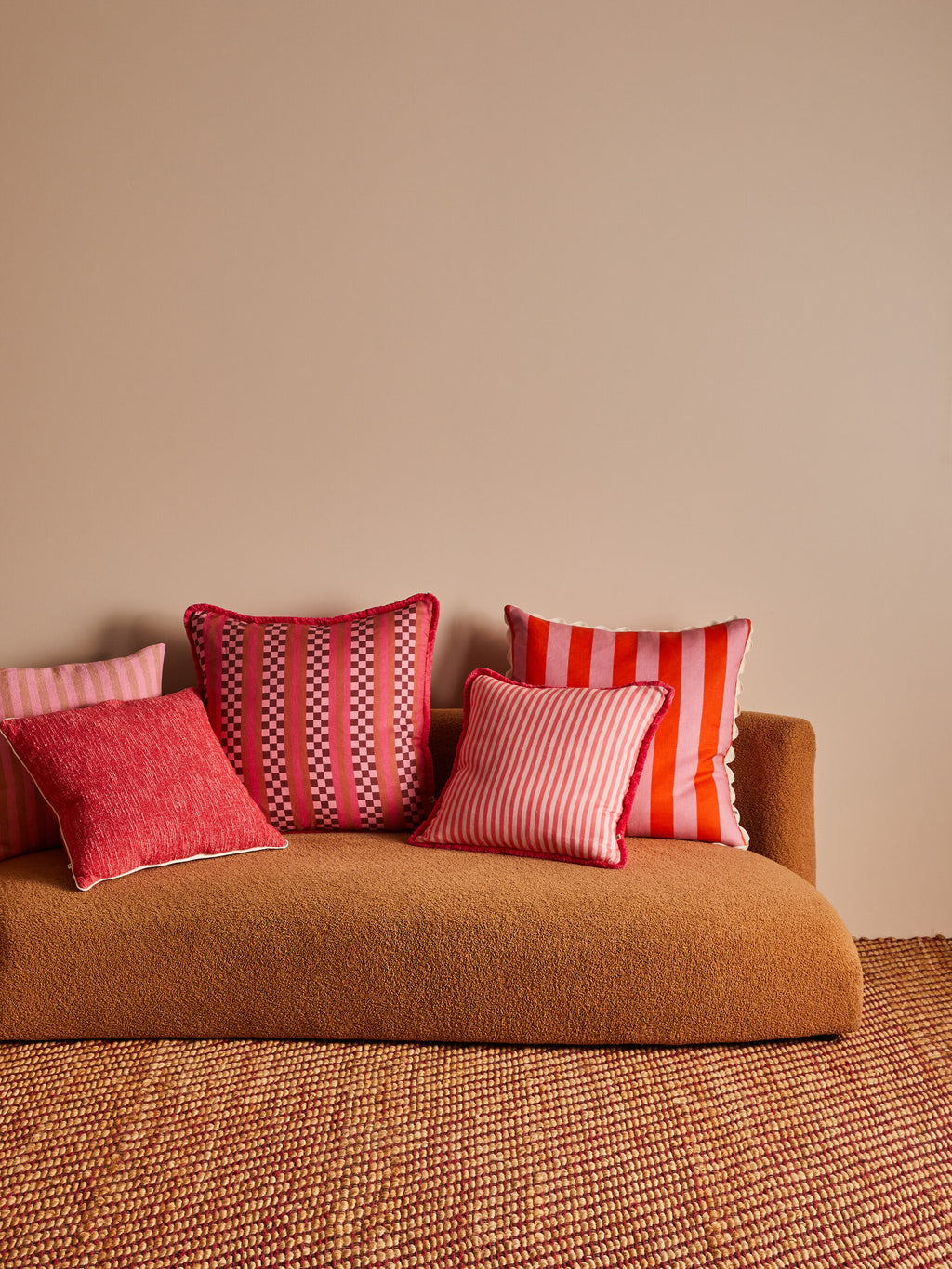 BONNIE & NEIL - 50CM CUSHION - PINSTRIPE ROSE