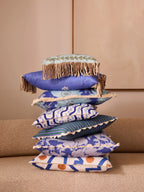 BONNIE & NEIL - COTTAGE GARDEN LINEN CUSHION 60X40CM - BLUE