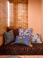 BONNIE & NEIL - COTTAGE GARDEN LINEN CUSHION 60X40CM - BLUE