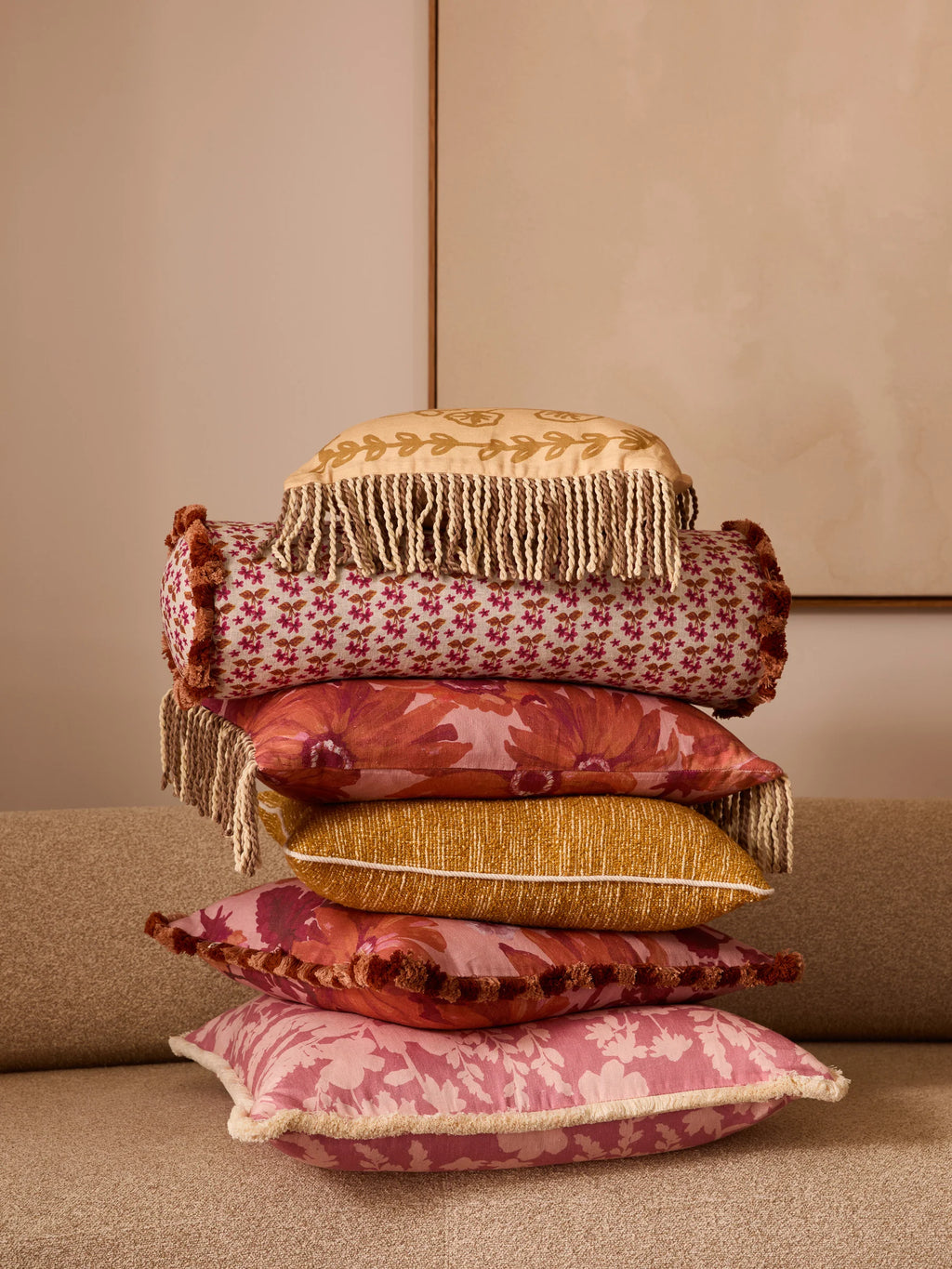 BONNIE & NEIL - MARIGOLD LINEN CUSHION 60X40CM - ROSE