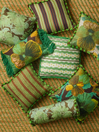 BONNIE & NEIL - WILD PANSY LINEN CUSHION 50CM - VERDE