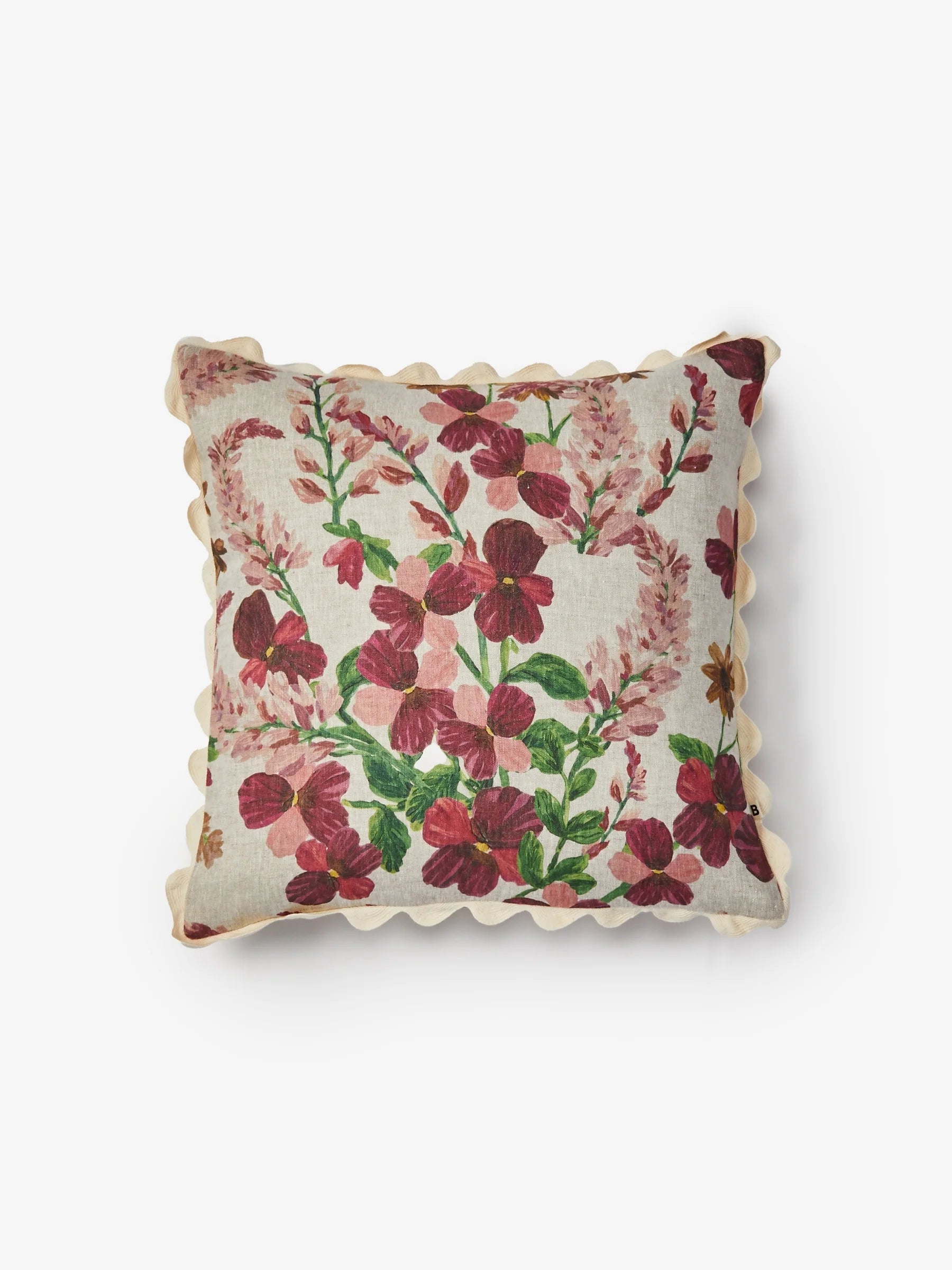 BONNIE & NEIL - LUPIN MULTI FLORAL LINEN CUSHION 50CM - PINK