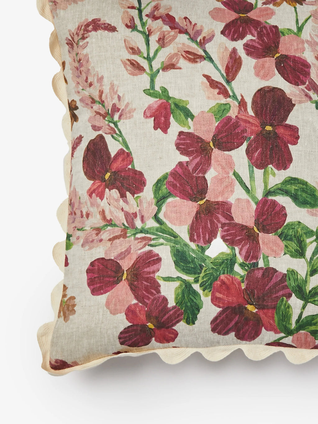 BONNIE & NEIL - LUPIN MULTI FLORAL LINEN CUSHION 50CM - PINK