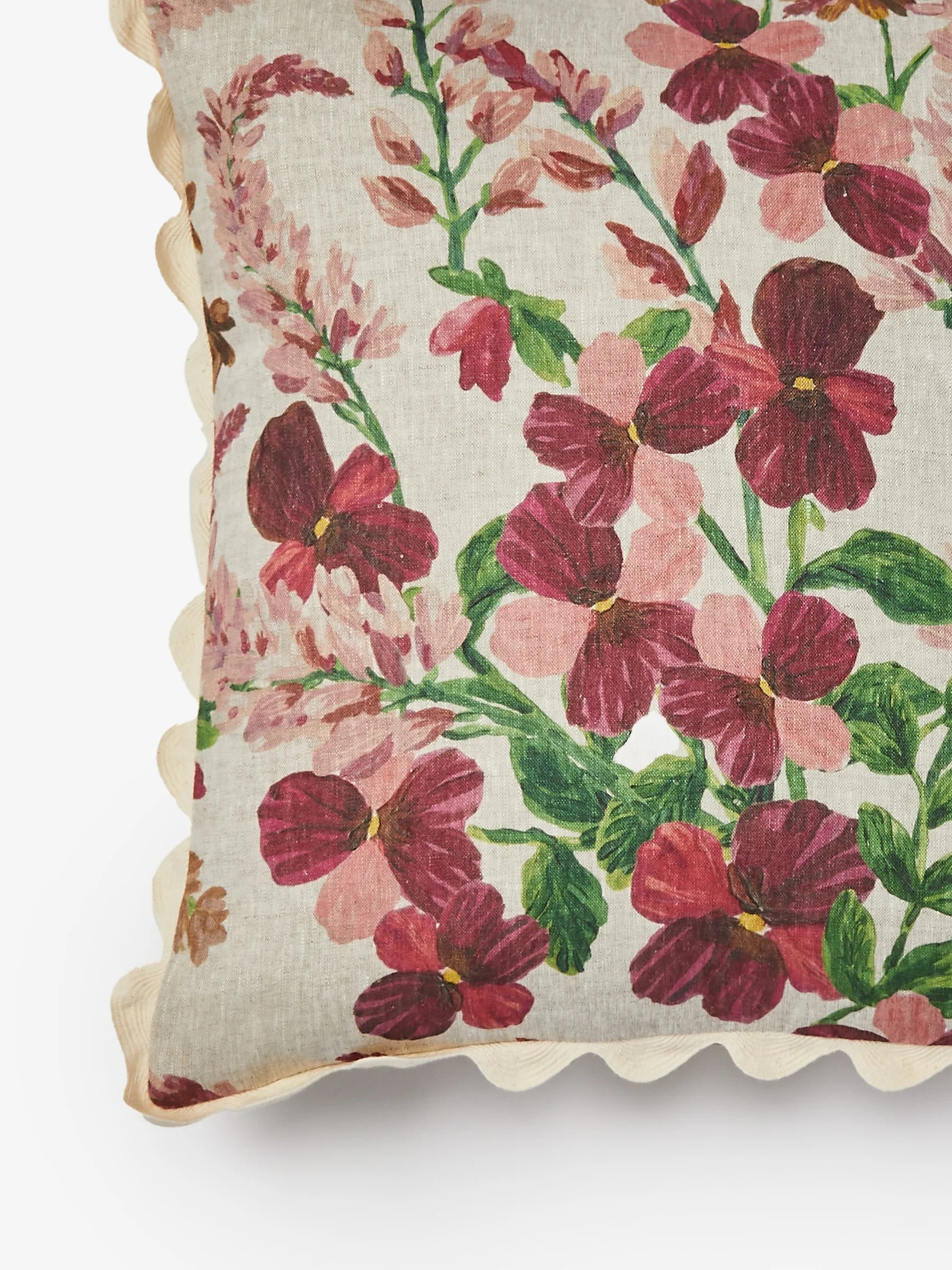BONNIE & NEIL - LUPIN MULTI FLORAL LINEN CUSHION 50CM - PINK