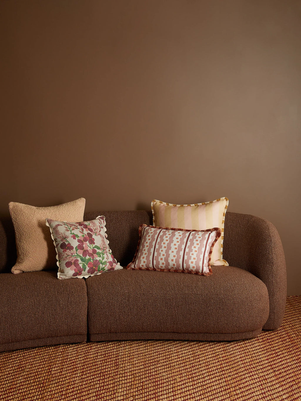 BONNIE & NEIL - LUPIN MULTI FLORAL LINEN CUSHION 50CM - PINK