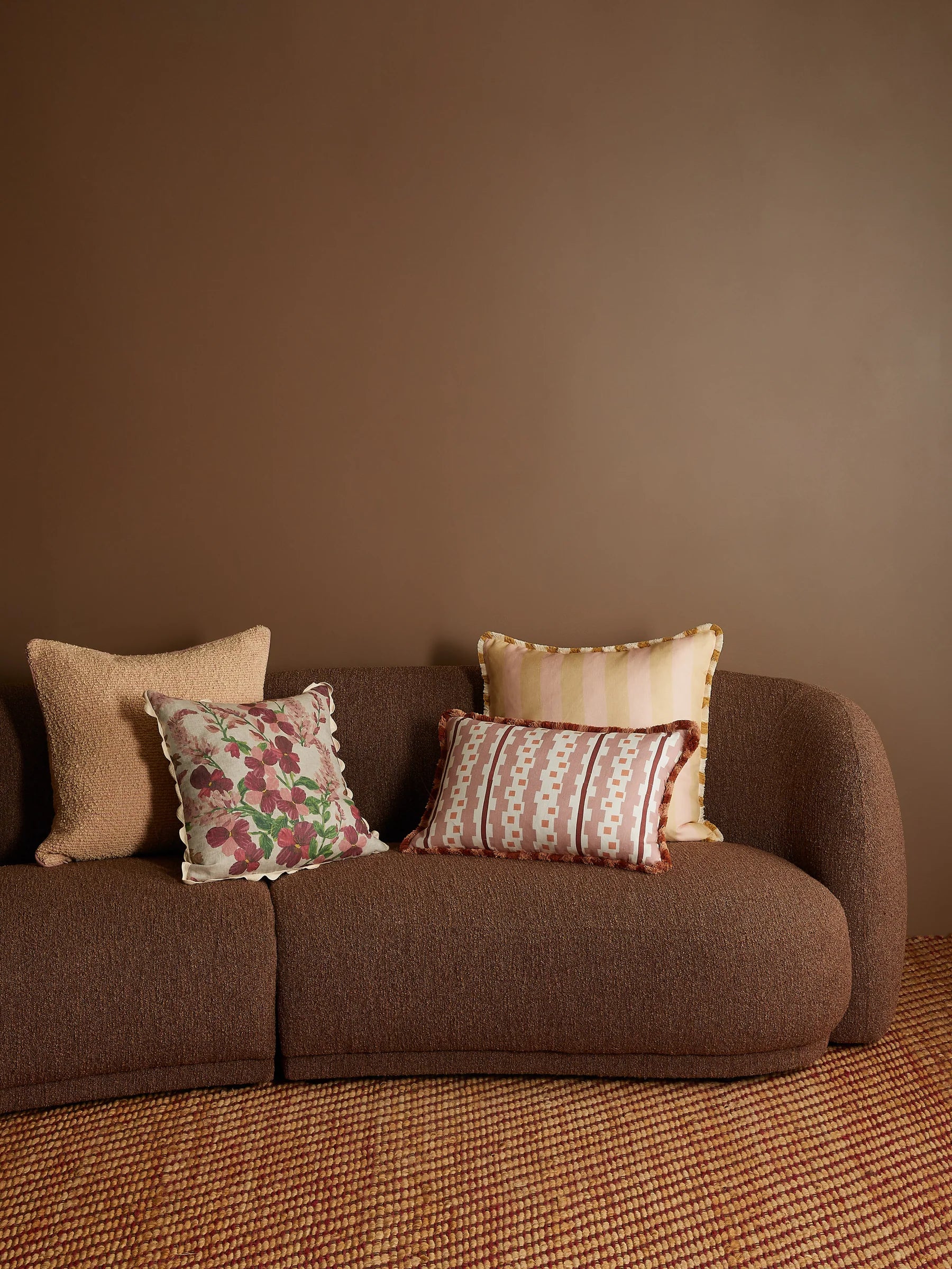 BONNIE & NEIL - LUPIN MULTI FLORAL LINEN CUSHION 50CM - PINK