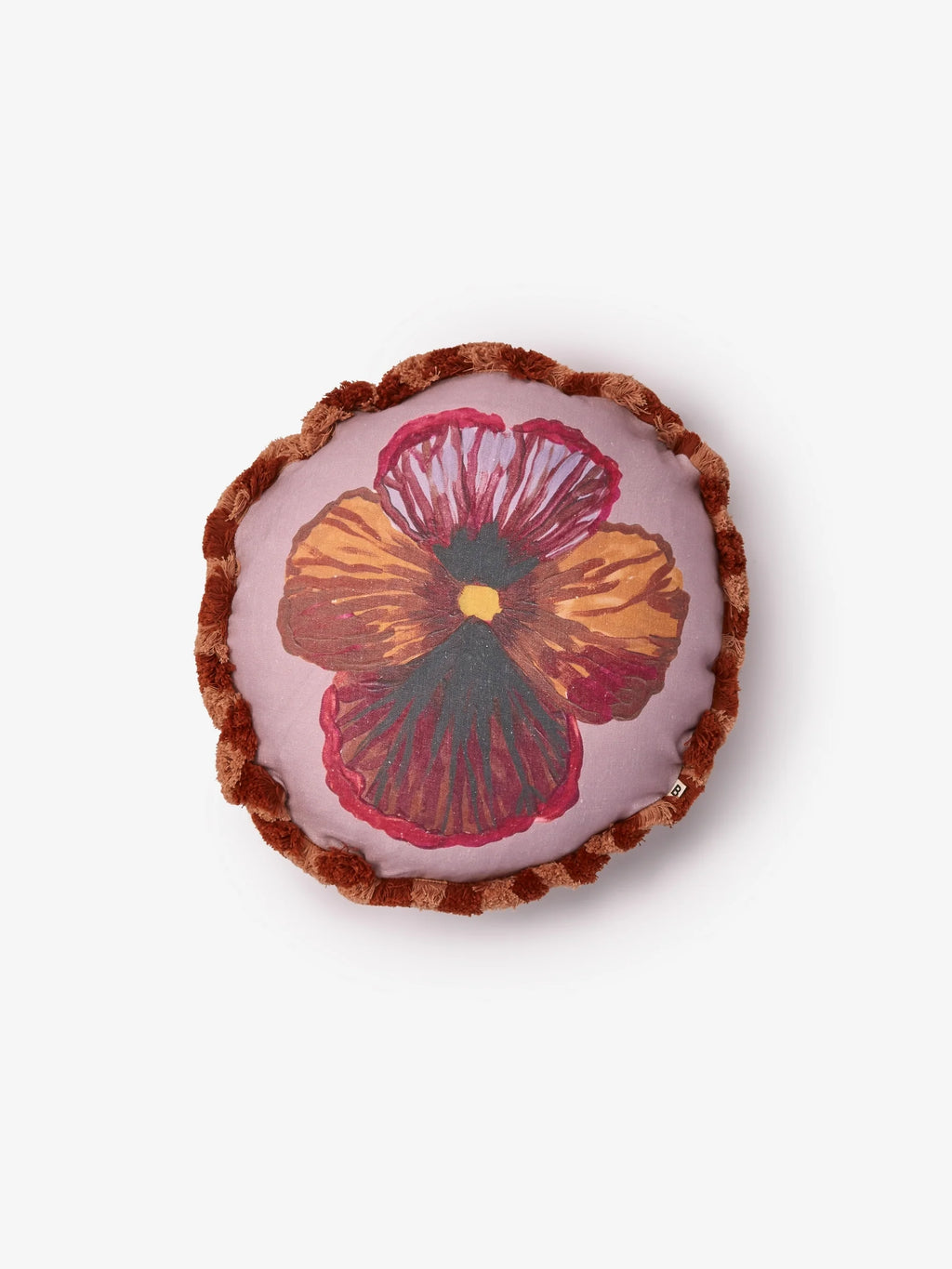 BONNIE & NEIL - WILD PANSY LINEN ROUND CUSHION 45CM - LILAC