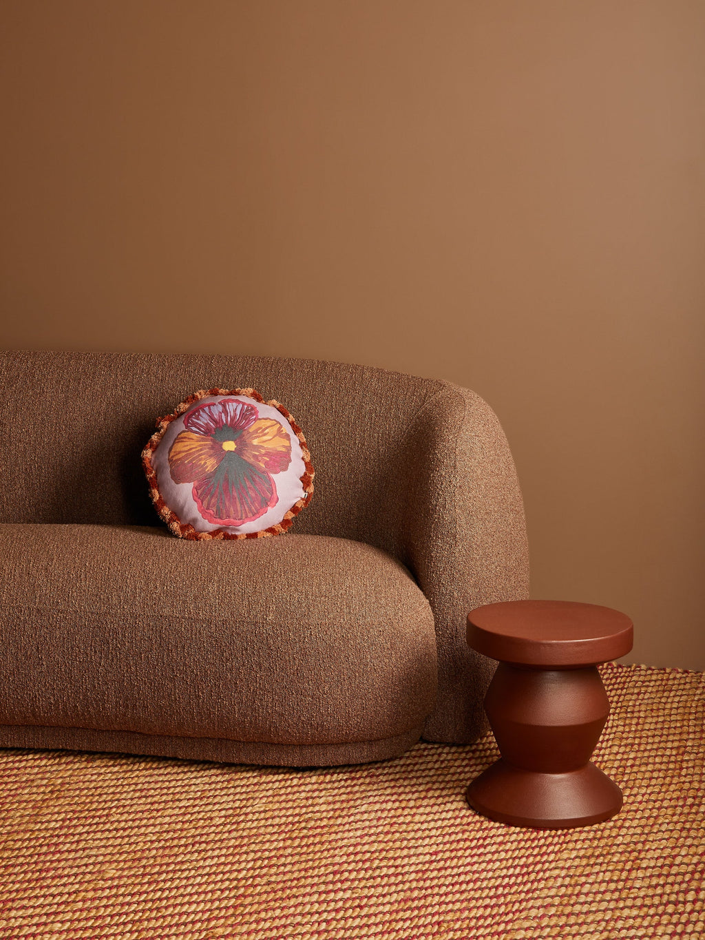 BONNIE & NEIL - WILD PANSY LINEN ROUND CUSHION 45CM - LILAC