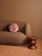 BONNIE & NEIL - WILD PANSY LINEN ROUND CUSHION 45CM - LILAC