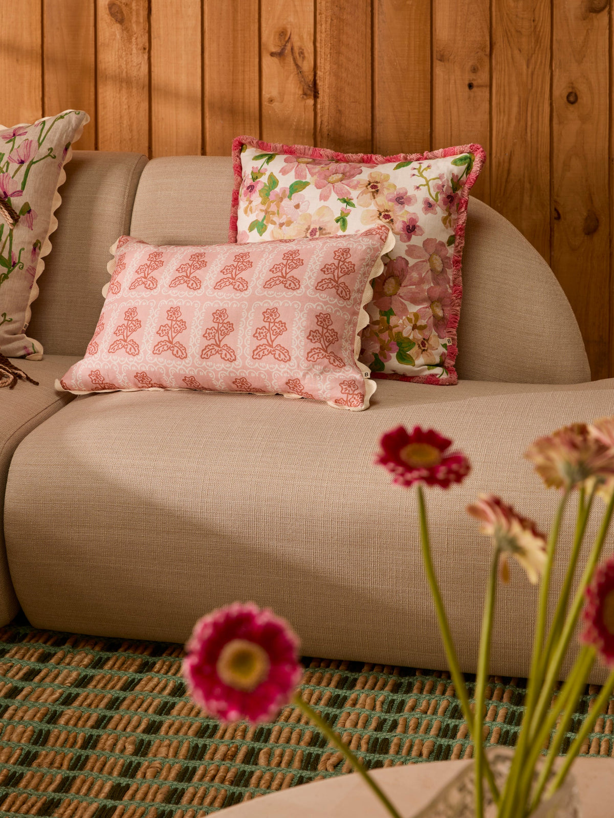 BONNIE & NEIL - PRAIRIE 50CM CUSHION - PINK