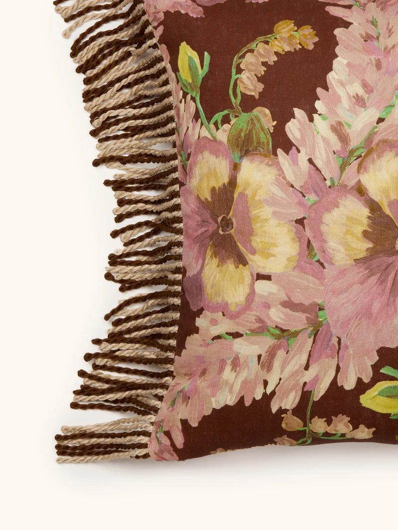 BONNIE & NEIL - MOUNTAIN FLORAL 50CM CUSHION - COCOA