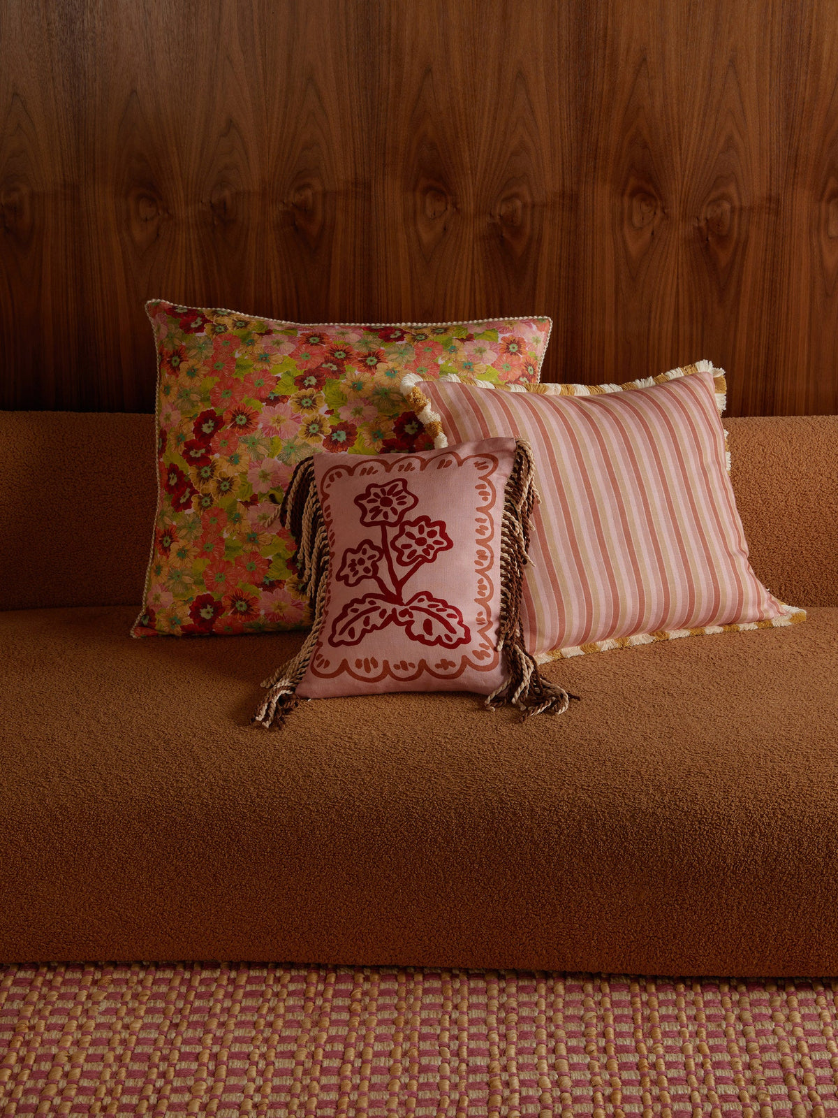 BONNIE & NEIL - GARDEN STRIPE 50CM CUSHION - PINK