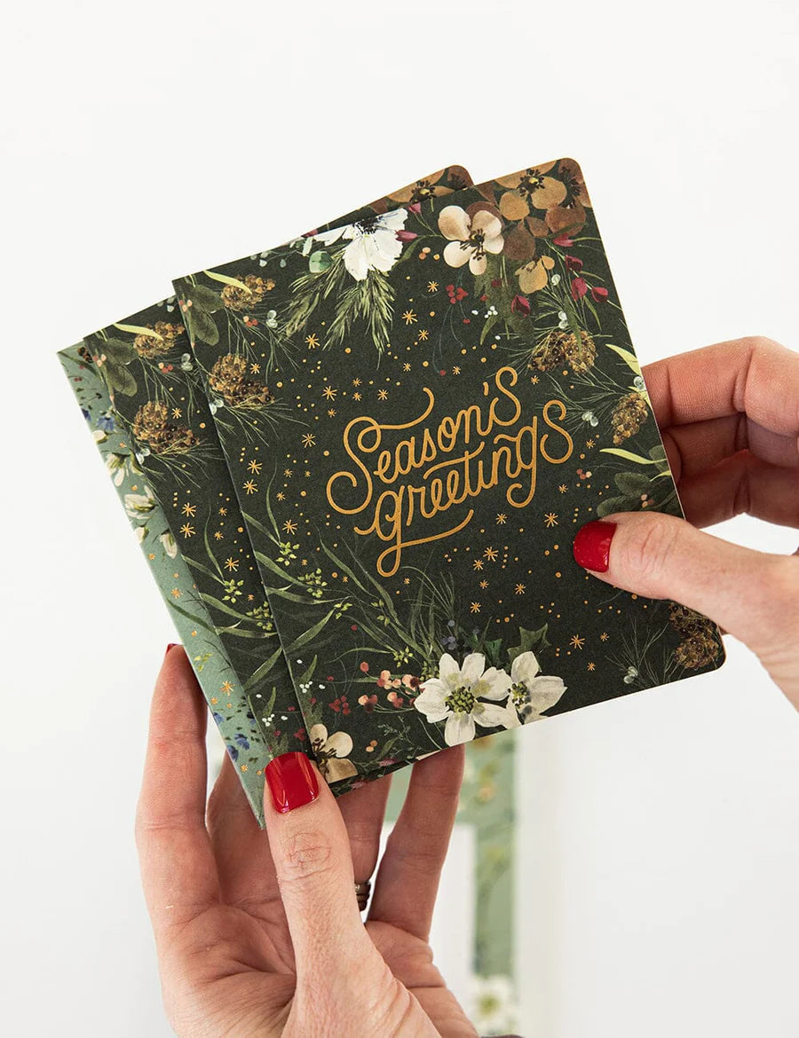 BESPOKE LETTERPRESS - CHRISTMAS CARD - SEASON'S GREETINGS GREEN