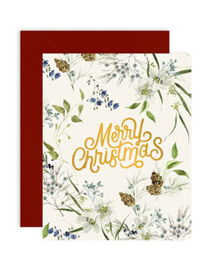 BESPOKE LETTERPRESS - CHRISTMAS CARD - MERRY CHRISTMAS CREAM