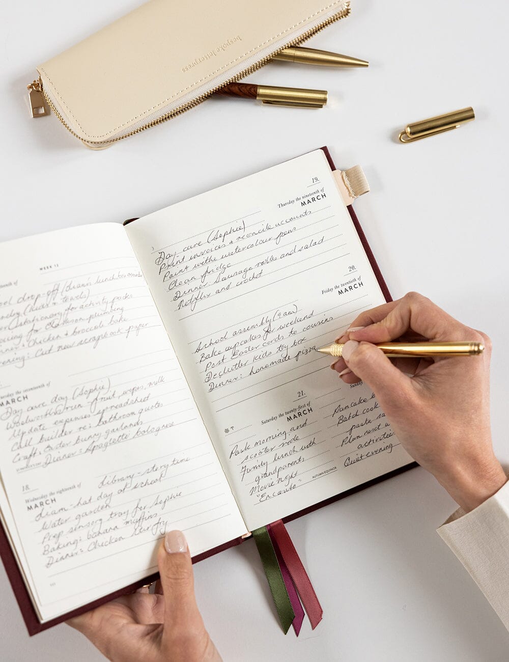 BESPOKE LETTERPRESS - 2026 PETITE LINEN BOUND PLANNER - MULBERRY