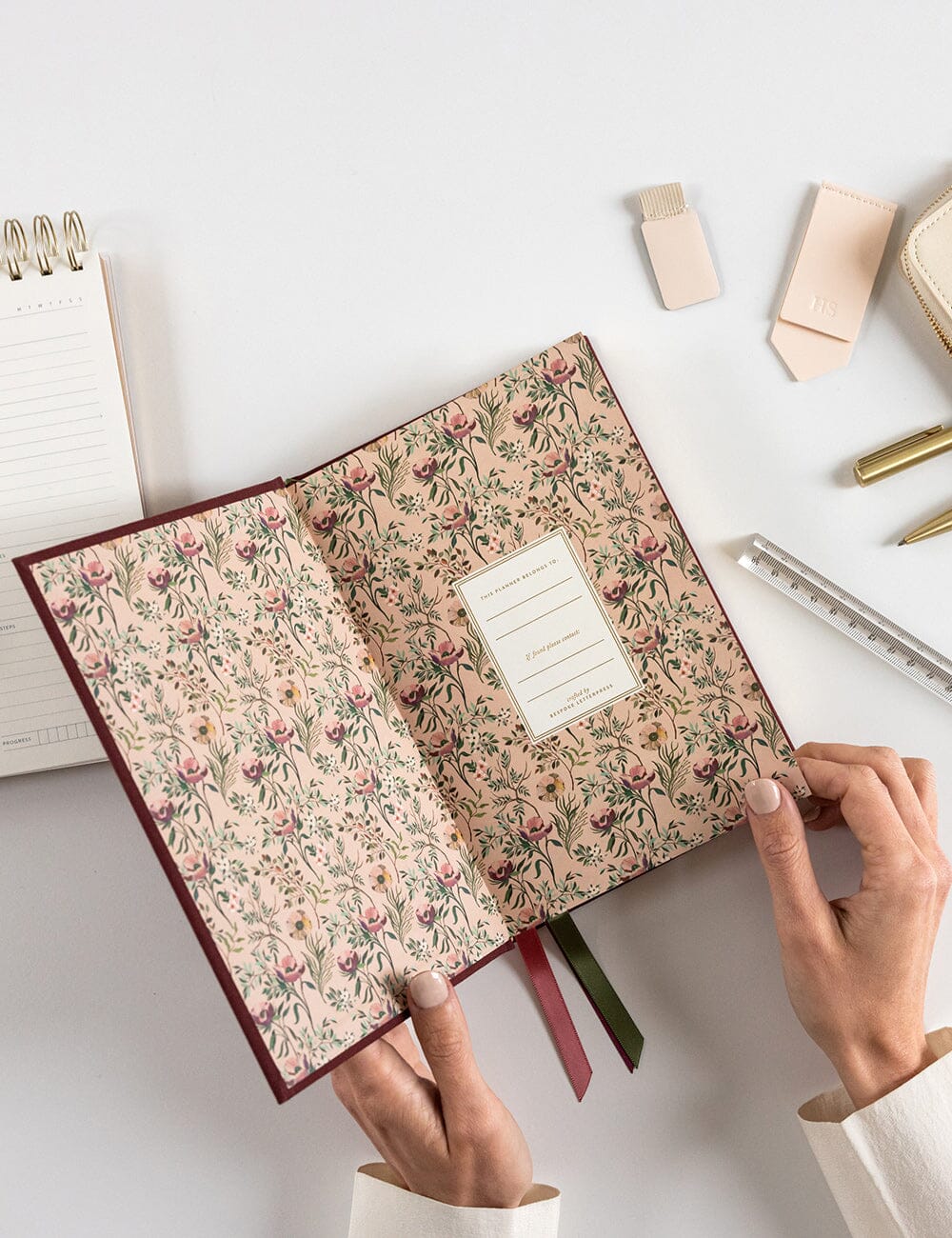 BESPOKE LETTERPRESS - 2026 PETITE LINEN BOUND PLANNER - MULBERRY
