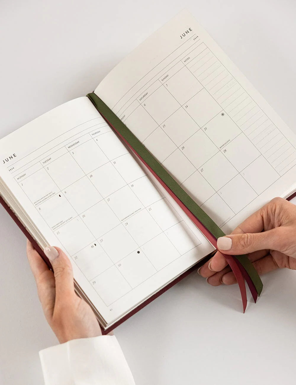 BESPOKE LETTERPRESS - 2026 PETITE LINEN BOUND PLANNER - MULBERRY