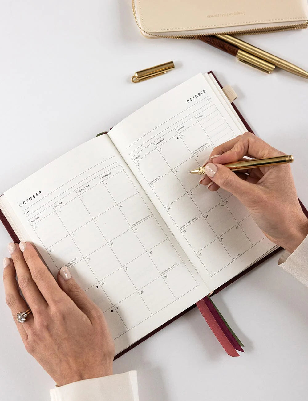 BESPOKE LETTERPRESS - 2026 PETITE LINEN BOUND PLANNER - MULBERRY