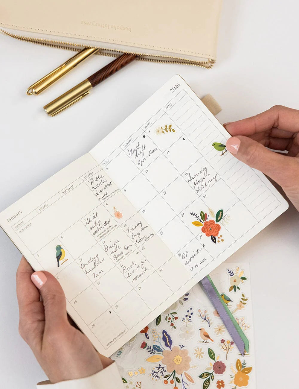 BESPOKE LETTERPRESS - 2026 POCKET PLANNER - SUMMER PERENNIALS