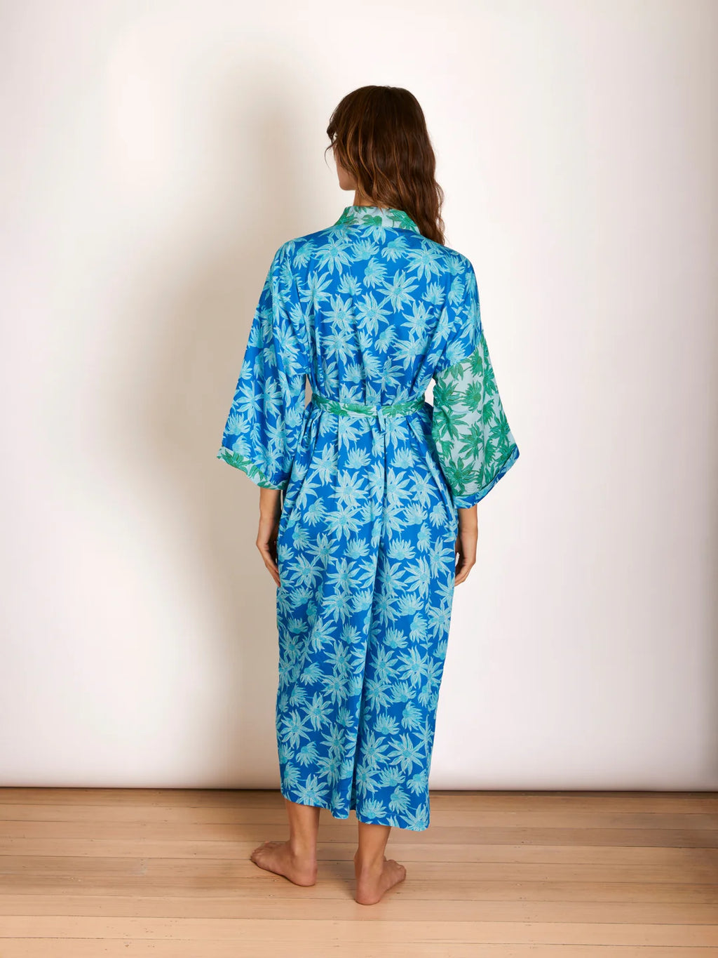 BONNIE & NEIL - FLANNEL FLOWER ROBE - BLUE GREEN