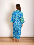 BONNIE & NEIL - FLANNEL FLOWER ROBE - BLUE GREEN