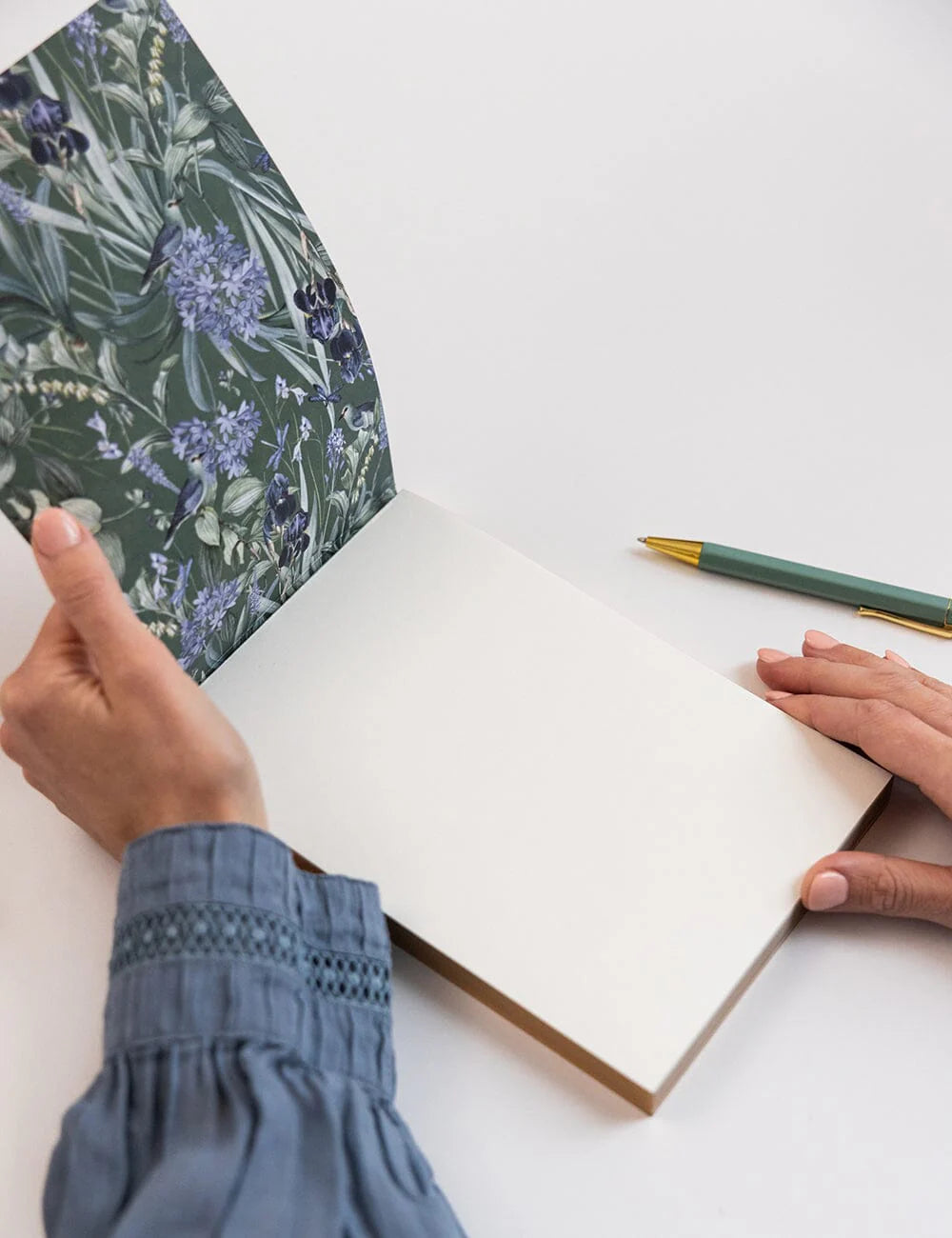 BESPOKE LETTERPRESS - NOTEPAD DESKTOP JOTTER - INDIGO HAVEN