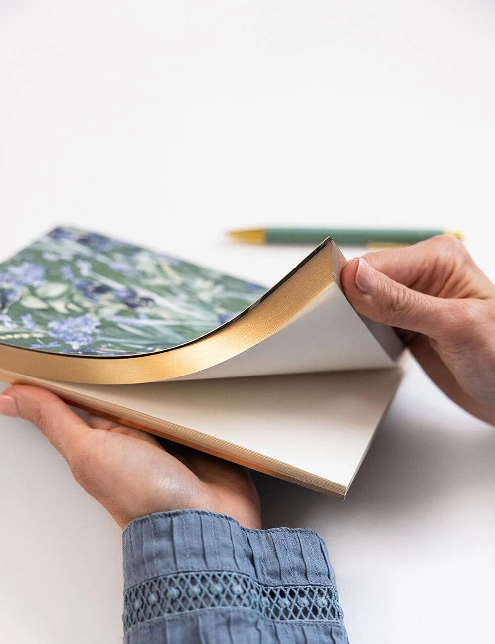 BESPOKE LETTERPRESS - NOTEPAD DESKTOP JOTTER - INDIGO HAVEN
