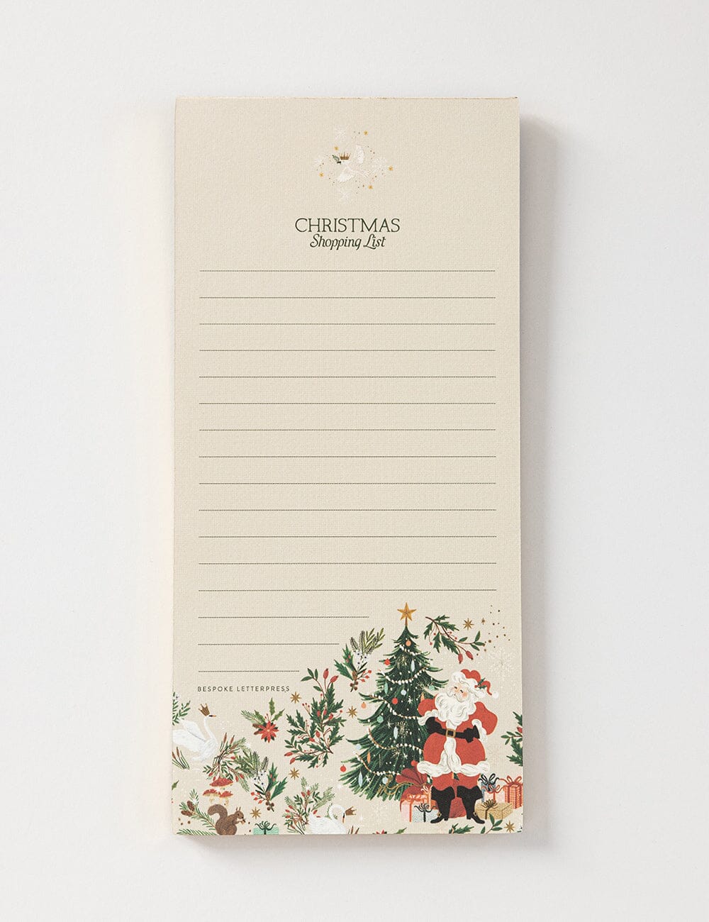 BESPOKE LETTERPRESS - JOLLY SANTA SHOPPING LIST DL NOTEPAD