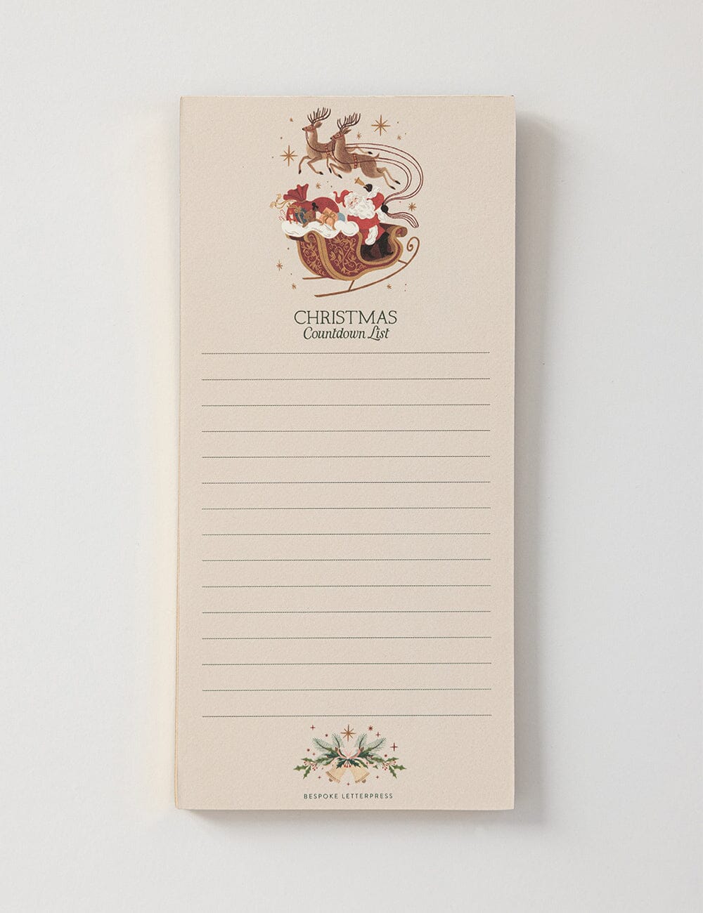 BESPOKE LETTERPRESS - CHRISTMAS COUNTDOWN SHOPPING LIST DL NOTEPAD