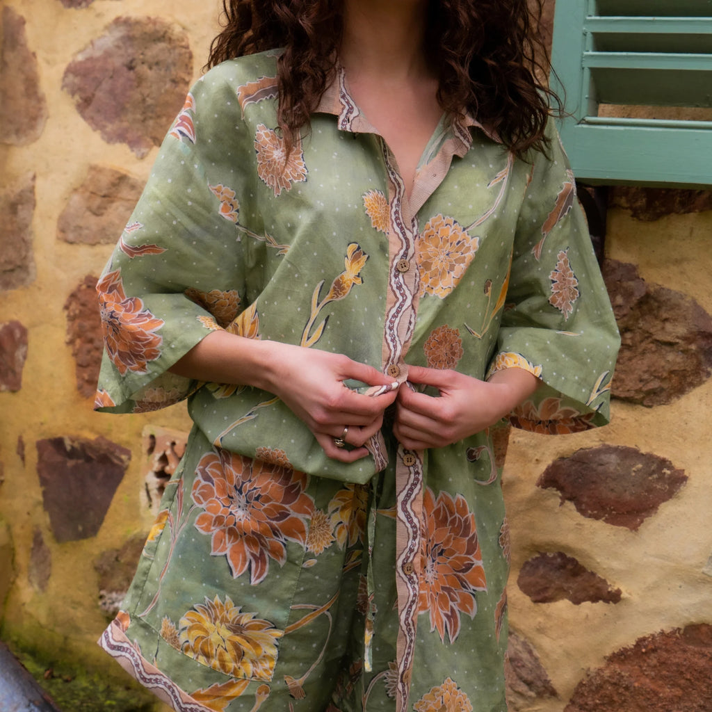 WANDERING FOLK - DAHLIA SHIRT - MOSS - S/M