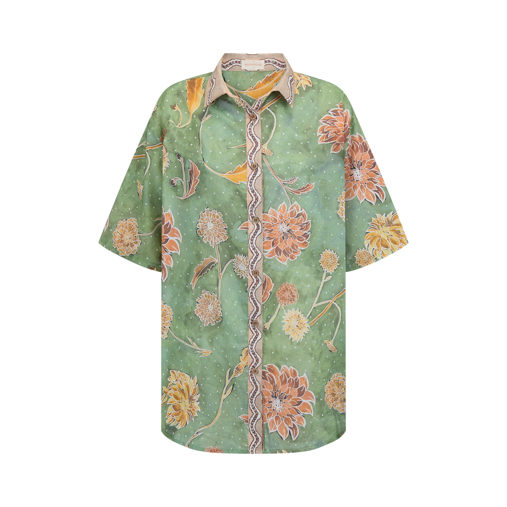 WANDERING FOLK - DAHLIA SHIRT - MOSS - S/M