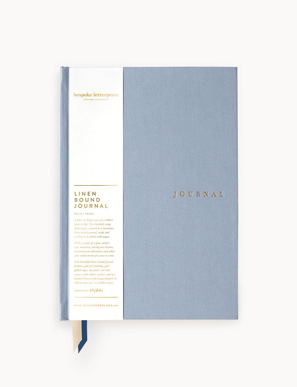 BESPOKE LETTERPRESS - LINEN BOUND BULLET JOURNAL - DUSTY CORNFLOWER