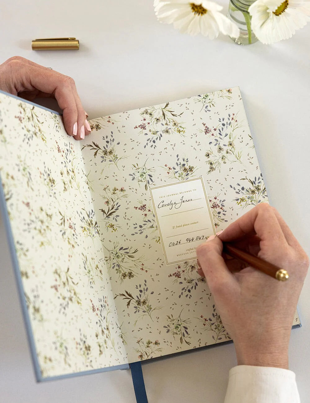 BESPOKE LETTERPRESS - LINEN BOUND BULLET JOURNAL - DUSTY CORNFLOWER