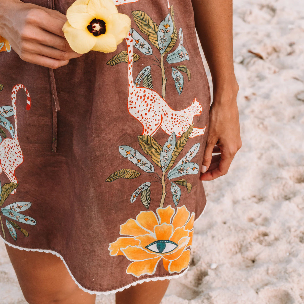 WANDERING FOLK - EYE OF THE JUNGLE MINI DRESS - DUNE