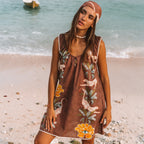 WANDERING FOLK - EYE OF THE JUNGLE MINI DRESS - DUNE
