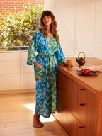 BONNIE & NEIL - FLANNEL FLOWER ROBE - BLUE GREEN