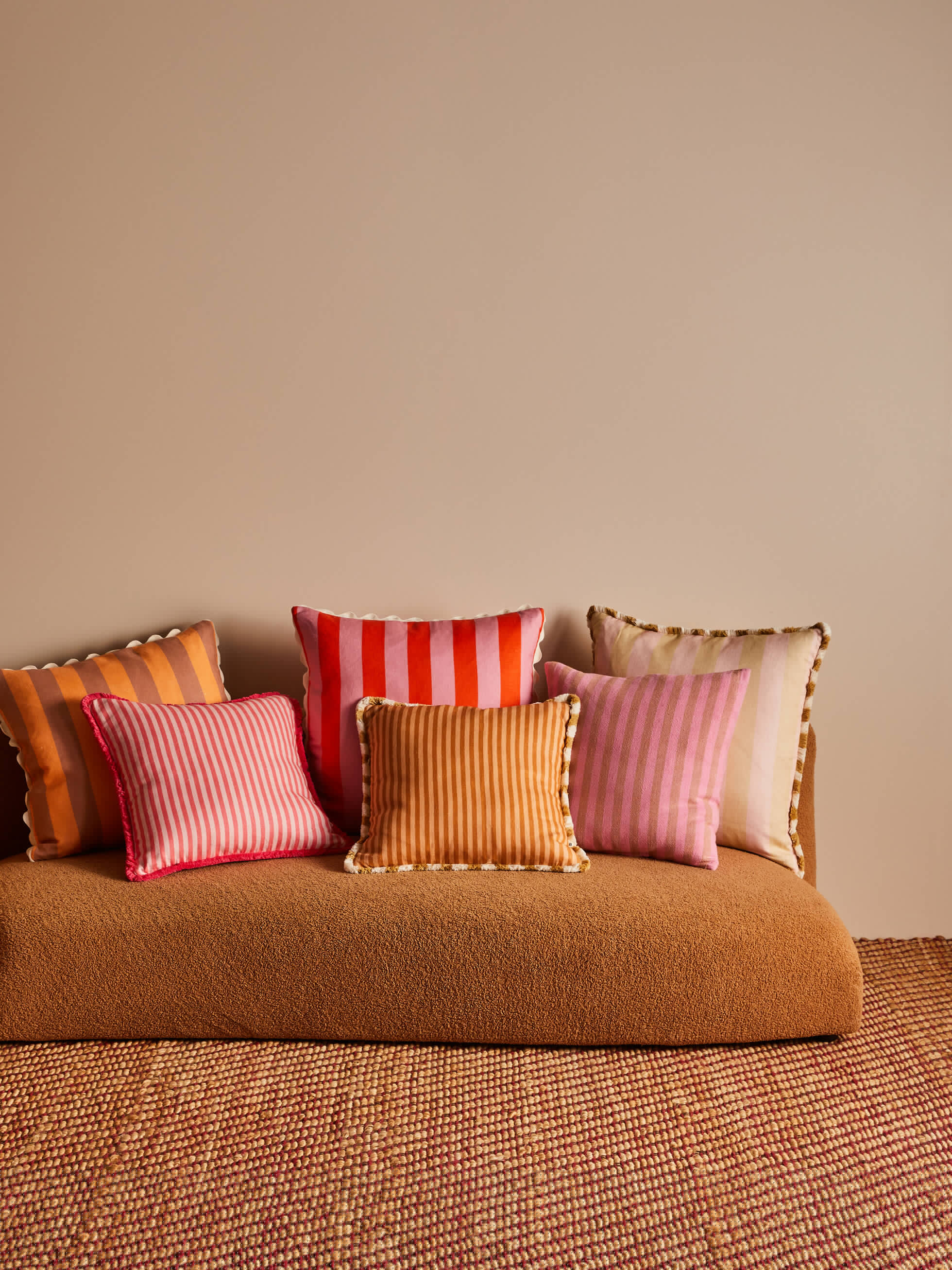BONNIE & NEIL - 60CM CUSHION - BOLD STRIPE SORBET