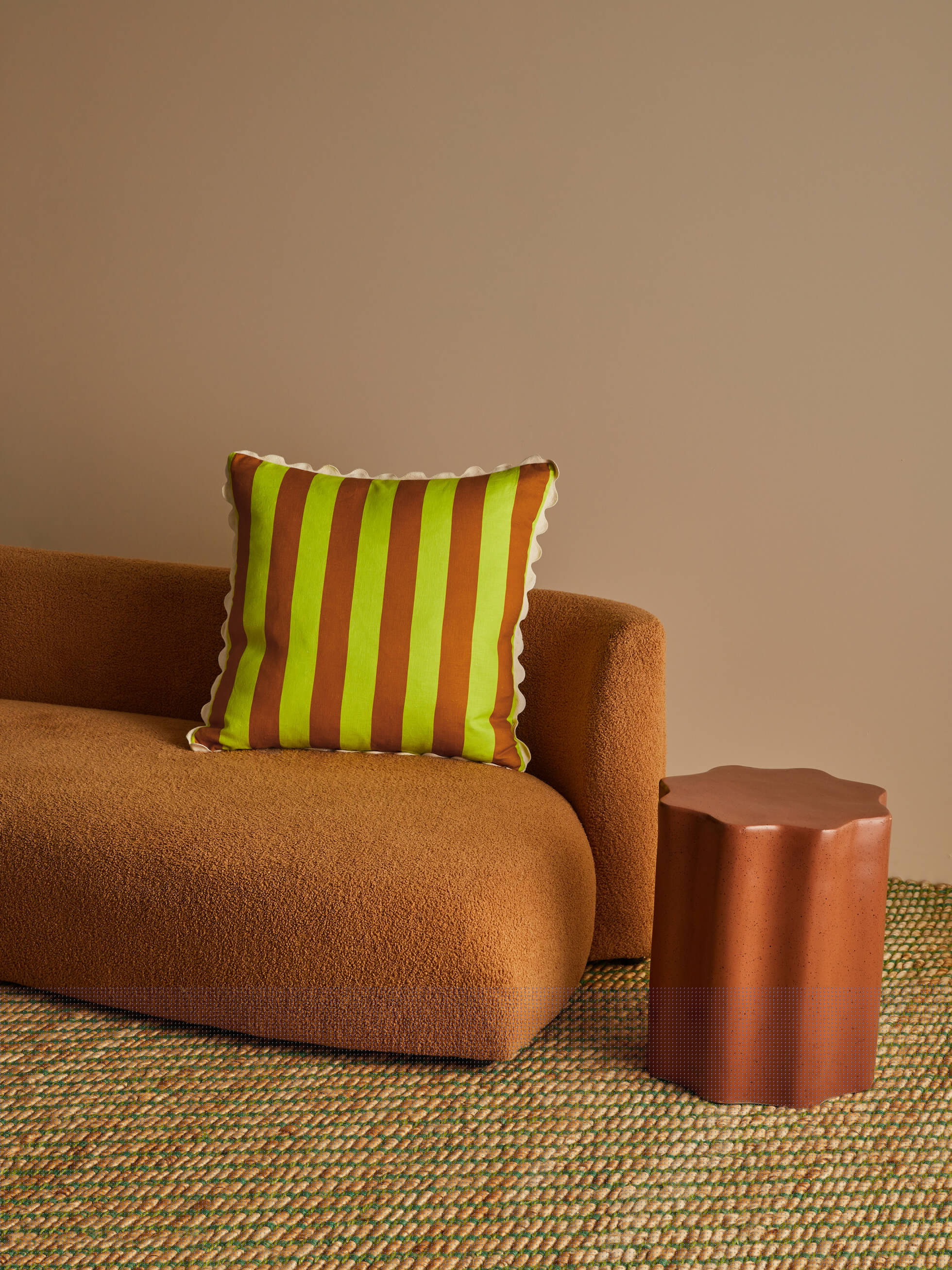 BONNIE & NEIL - 60CM CUSHION - BOLD STRIPE LIME