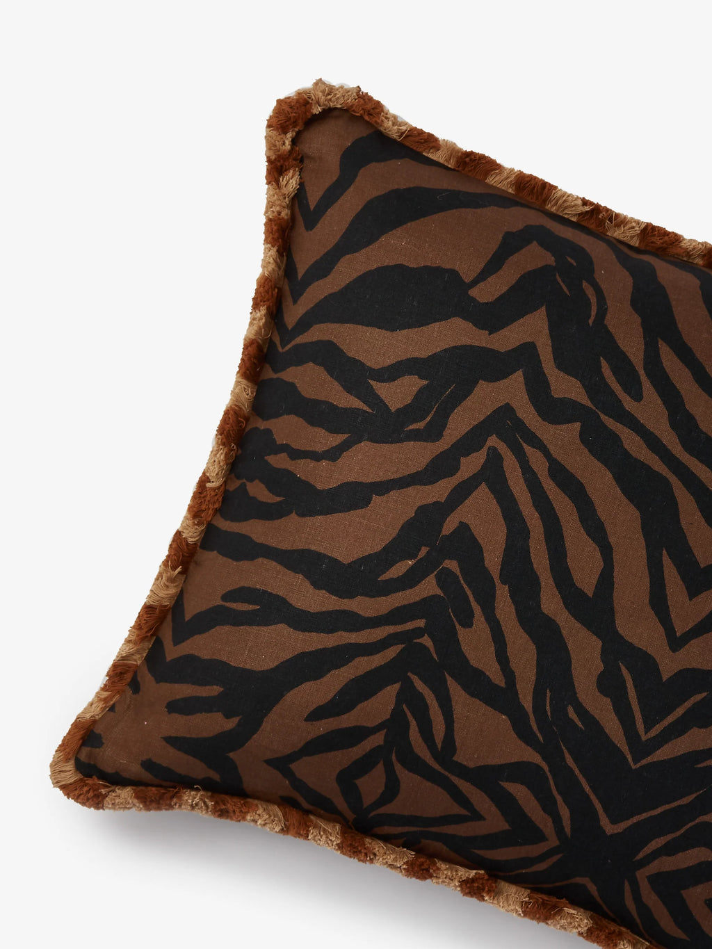 BONNIE & NEIL - ZEBRA LINEN CUSHION 60CM - CHOCOLATE