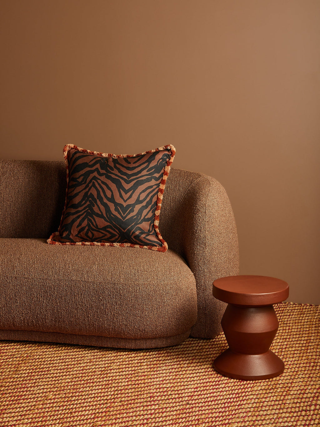 BONNIE & NEIL - ZEBRA LINEN CUSHION 60CM - CHOCOLATE